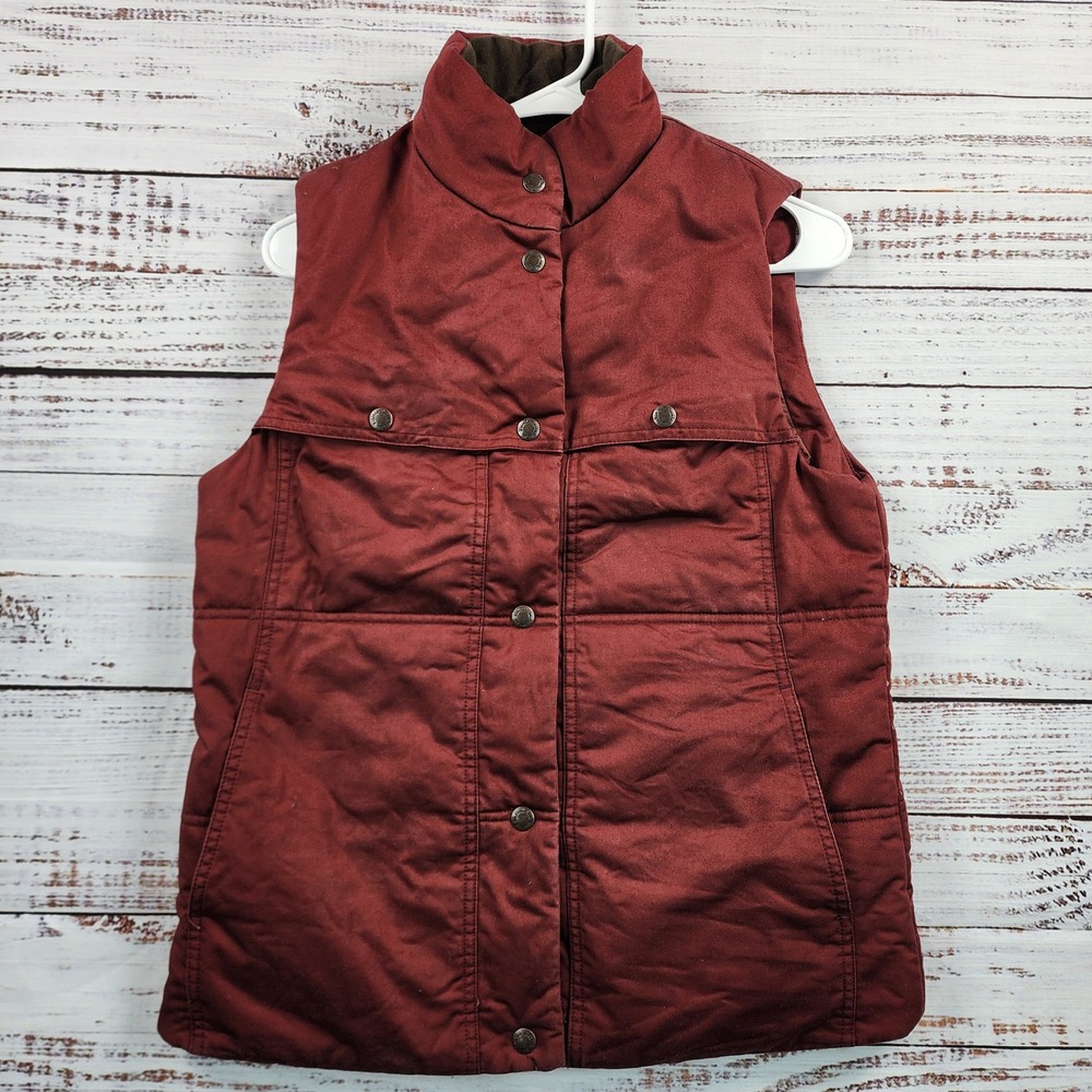 Filson Quilted Westward Vest Burnt Red Snap Front Insulated Womens S